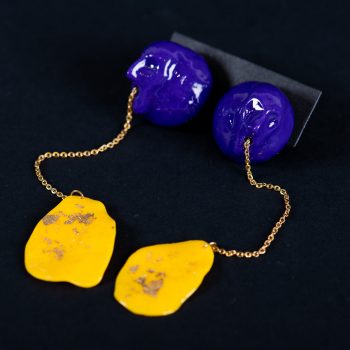 Cercei violet galben-bijuterie-maria-filipescu