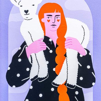Women with lamb-ilustratie-si-caricatura-