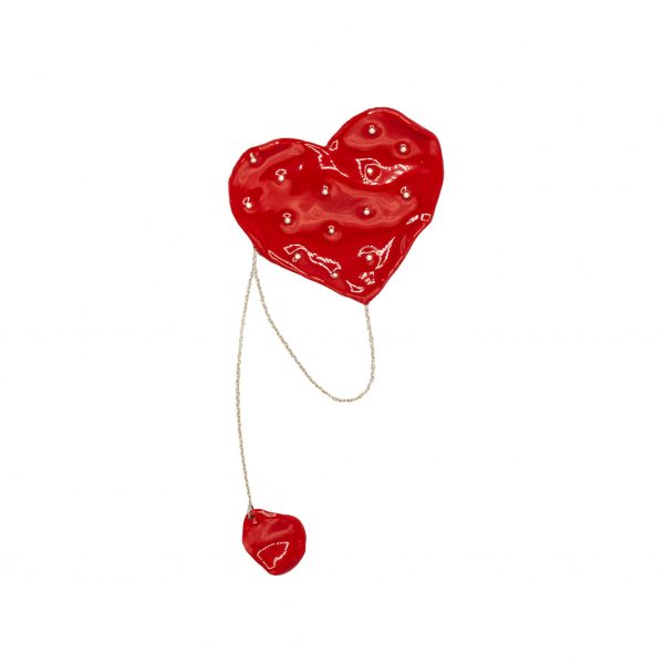 Broșă Inimă cu perluțe roșie-bijuterie-maria-filipescu