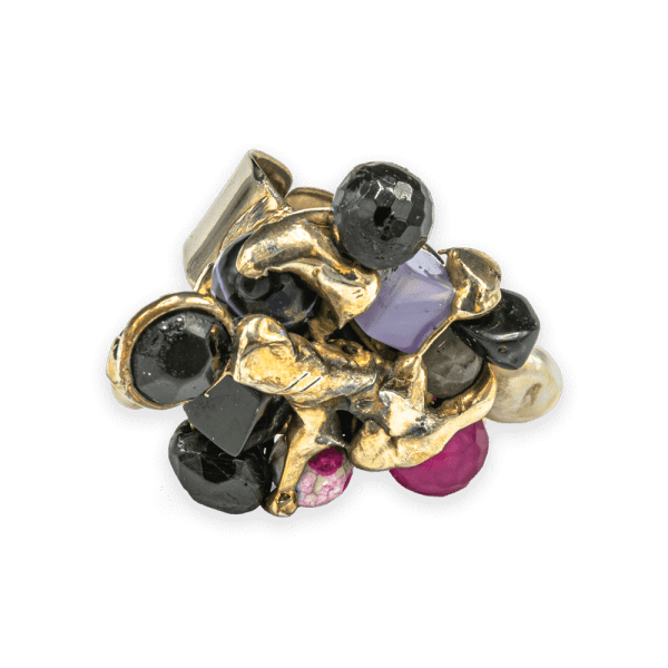 Inel colorat cu onix, ametist, perlă și agată-bijuterie-alina-bancila
