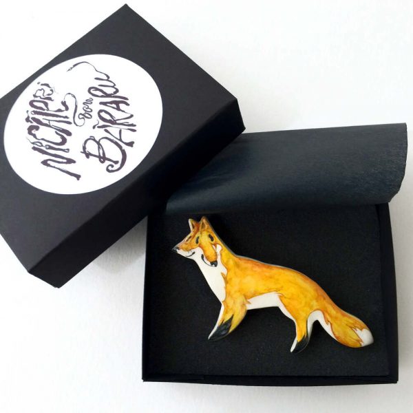 Broșă ”Twice a Fox”-bijuterie-raluca-bararu