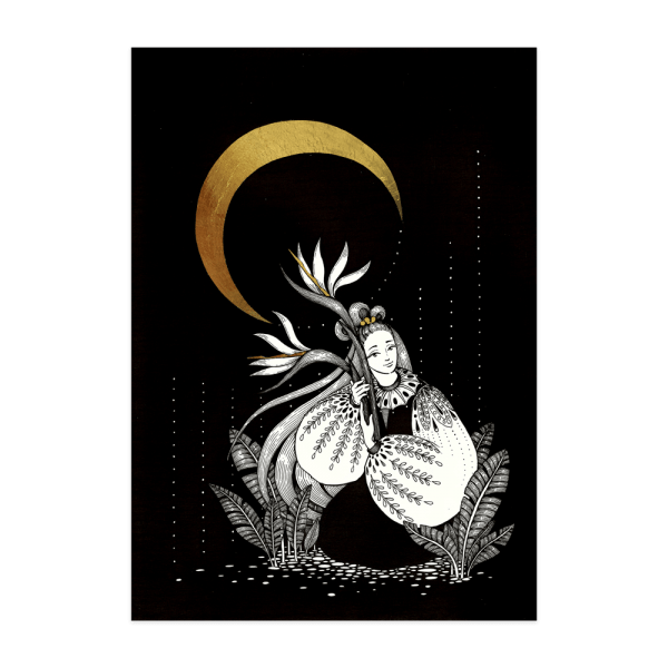 Strelitzia with Moon I-ilustratie-si-design-anca-popa
